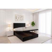 (Small Single, Black) Emily Ottoman Bed Plush With Mattress & 24"Headboard