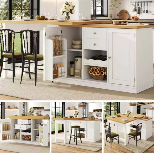 (White, MDF) 2-Drawer Sideboard with Snack Rack