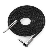 6.35mm Guitar Cable Right Angle Braided Double Shielded Auditory Cord 6.35 Black 3M