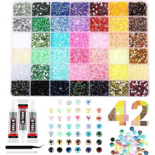 42 Colors Resin Jelly Rhinestones Kit - 32000pcs 3mm Flatback Gems with B7000 Glue for Art, Shoes, Crafts, DIY