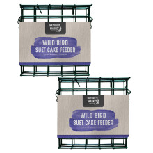2 x Wild Bird Suet Block Cake Holder Green Outdoor Robust Hanging Garden Feeders