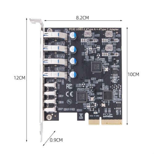 Highly Speed 8Port USB Card PCIE USB3.2 Card Efficient Power Use WIN1O WIN11 2