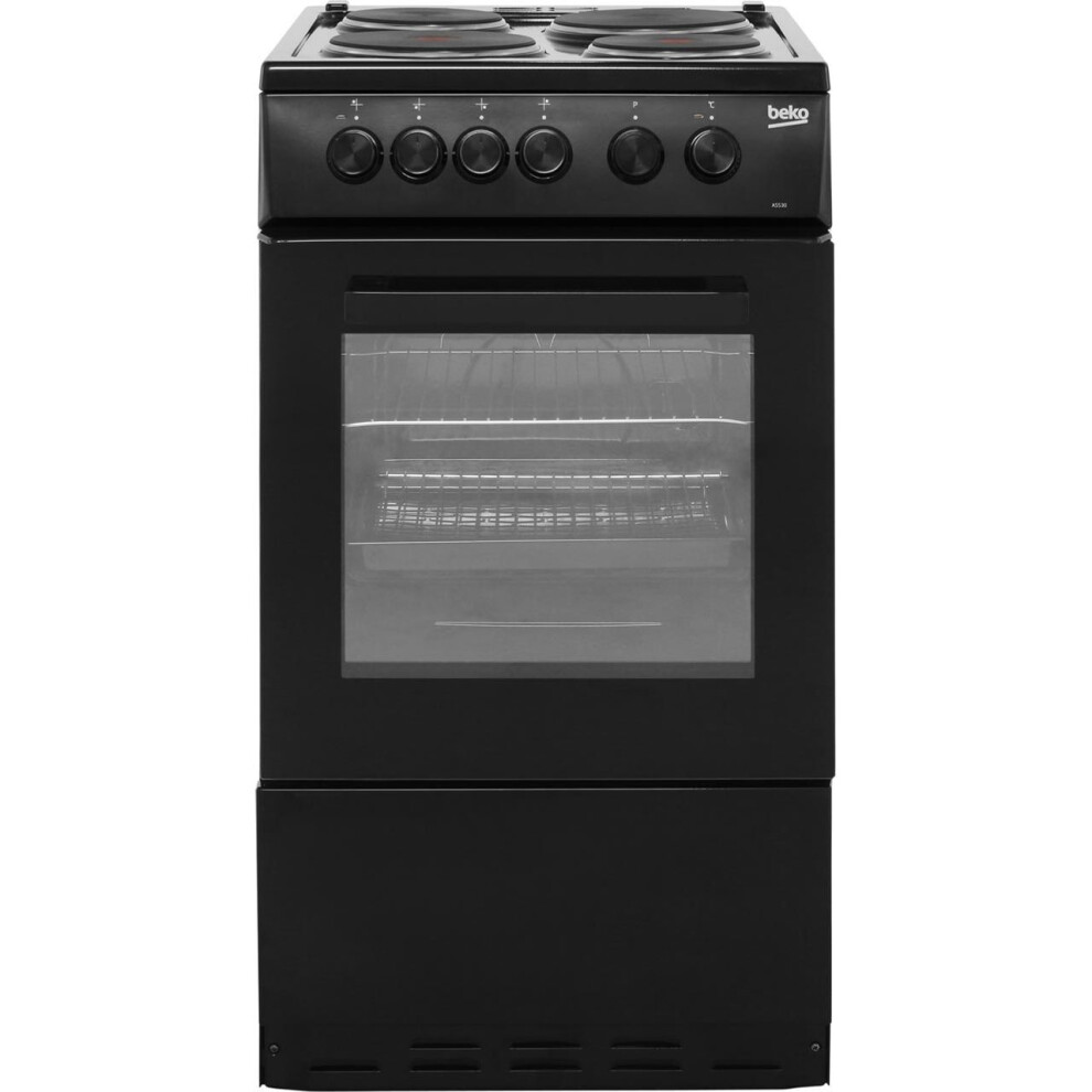 Photos - Multi Cooker Beko AS530K 50cm Free Standing Electric Cooker with Solid Plate Hob Black A 