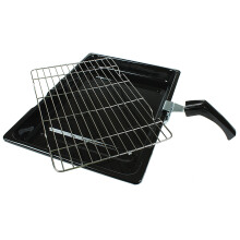 Cooker Oven Grill Pan Tray With Rack & Handle For Stoves 380mm X 270mm