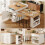 (White, MDF) Extendable Kitchen Island 120-184cm w/ Drawers 1