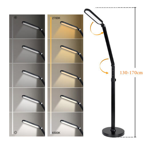 LED Floor Standing Lamp Dimmable Height Adjustable Reading Light Office Work