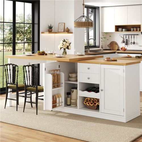(White, MDF) 2-Drawer Sideboard with Snack Rack 1