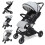 Foldable Baby Stroller Pushchair Adjustable Compact Travel Pram Canopy Raincover 1