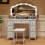 Dressing Table with Stool Set 10 LED Bulbs  Vanity Desk 7 Drawers Storage White 1