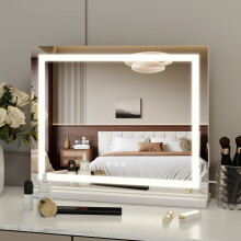 Hollywood Large Makeup Mirror Vanity Mirror Dimmable LED 3 Color Light 50*40cm