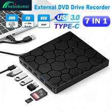 Kebidumei 7 in 1 External DVD Player CD/DVD Drive Recorder USB3.0 Type C CD Burner External Disk Drive for Desktop Mac Win Linux