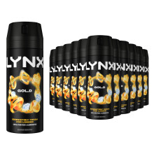 Lynx Gold Deodorant Body Spray 150ml, 18 Pack, 48H Oud Wood & Vanilla