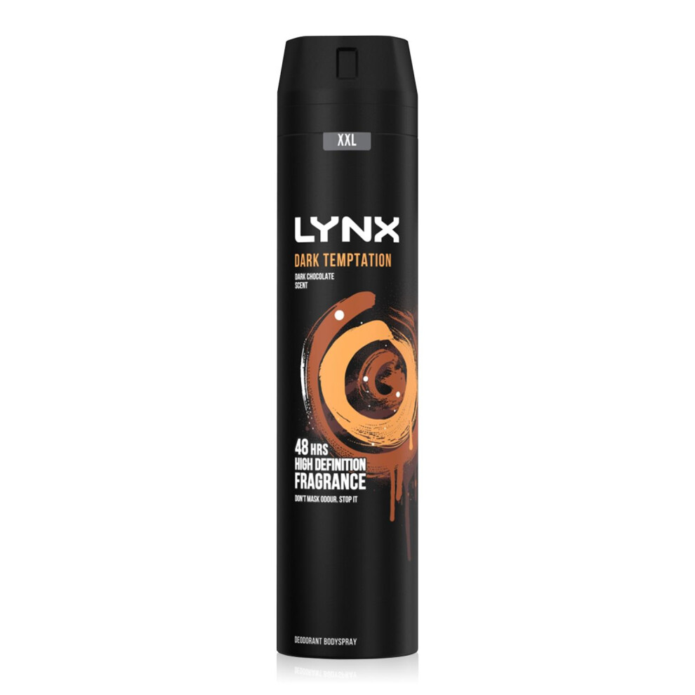 Lynx Dark Temptation Xxl Body Spray 250Ml, 48H Chocolate Scent
