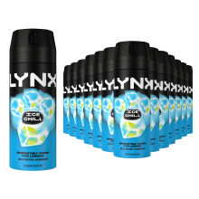 Lynx Ice Chill Deodorant Body Spray 150ml, 30 Pack, 48H Iced Mint & Lemon