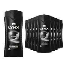 Lynx Black Shower Gel 500ml, 18 Pack Body Wash, 12H Freshness