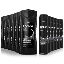Lynx Black 6-Pack Bundle, Shower Gel 500ml + Body Spray 250ml, 6 Each