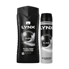 Lynx Black Shower Gel 500ml + Body Spray 250ml, 12H & 48H Freshness