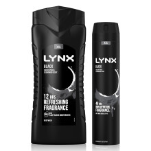 Lynx Black Shower Gel 500ml + Body Spray 250ml, 12H & 48H Freshness