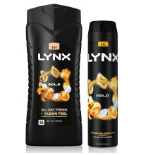 Lynx Gold Shower Gel 500ml + Body Spray 250ml, 12H & 48H Freshness