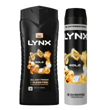 Lynx Gold Shower Gel 500ml + Body Spray 250ml, 12H & 48H Freshness