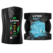 Lynx Africa Shower Gel 3-Pack Body Wash 225ml + Manwasher Shower Tool