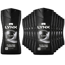 Lynx Black Shower Gel 3-in-1 Body Wash 225ml, 36 Pack