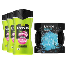 Lynx Epic Fresh 3-Pack Body Wash 225ml + Manwasher Shower Tool