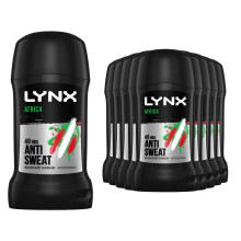 Lynx Africa Deodorant Stick 50ml, 24 Pack, 48H Mandarin & Sandalwood