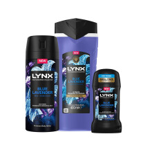 Lynx Blue Lavender 3 Piece Gift Set Body Spray Body Wash Deodorant Stick