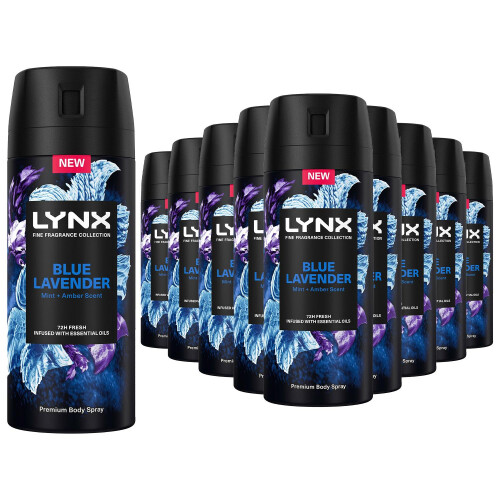 Lynx Lynx Blue Lavender Premium Deodorant Body Spray, 150ml, 30 Pack