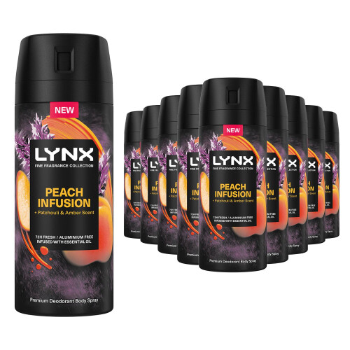 Lynx Lynx Peach Infusion Premium Deodorant Body Spray 150ml, 24 Pack