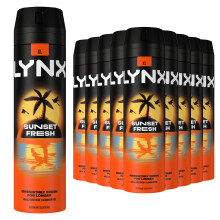 Lynx Sunset Fresh Deodorant Body Spray 200ml, 30 Pack, 48H Mango & Mandarin