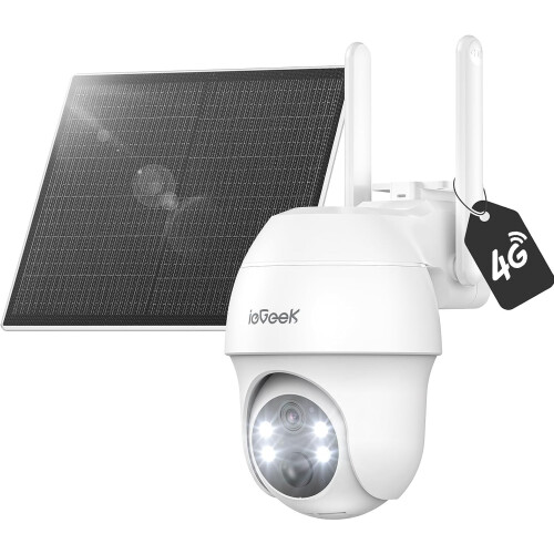 ieGeek 4G LTE Cellular Solar Security Camera Outdoor Wireless with SIM Card