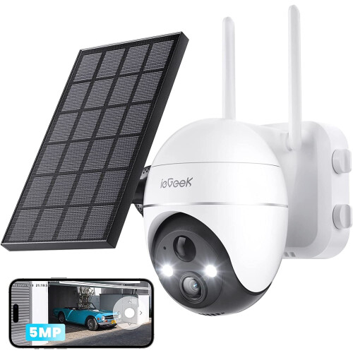 ieGeek Outdoor 5MP Solar Battery Powered Security Camera Wireless WiFi PTZ CCTV