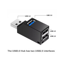 USB 3.0 HUB Adapter Extender Mini Splitter Box 1 to 3 Ports High Speed USB 2.0 For PC Laptop U Disk Card Reader