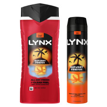 Lynx Sunset Fresh 6-Pack Bundle, Shower Gel 500ml + Body Spray 250ml, 6 Each