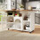 (White, MDF) White Kitchen Island with Wood Grain 1
