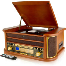 Record Player Turntable MCR50 9-in-1 CD Cassette Tape Radio FM/AM USB & Aux In
