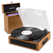 Fenton RP170L Vinyl Record Player with Built-In Speakers & Wood Case