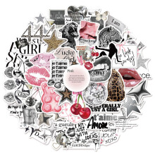 50PCS Silver Lucky Aesthetic Creative Graffiti Stickers DIY Manual Scrapbook Notebook Tablet Stickers