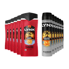 Lynx Sunset Fresh 6-Pack Bundle, Shower Gel 500ml + Body Spray 250ml, 6 Each