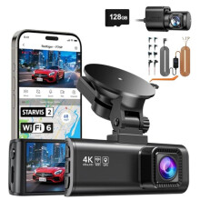 REDTIGER Front and Rear Hardwire kit Dash Cam WIFI 4K Dash Camera 128GB Card