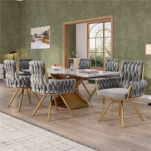 (Gray, Velvet) 6-Pack Gray Velvet Swivel Dining Chairs