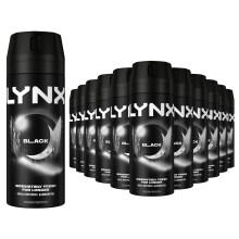 Lynx Black Deodorant Body Spray 150ml, 24 Pack, 48H Frozen Pear & Cedarwood