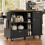 Kitchen Trolley 129x46x92cm Drawers Black Wood 1