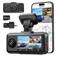 REDTIGER A6 2.5K Dash Cam 3 Channel Dash Camera, 5.8GHz WiFi,3" Touch Screen