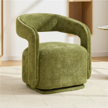 (Green, Chenille) Green Chenille Swivel Accent Chair