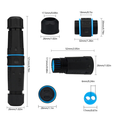 Networking Connector IP68 Waterproof Double Port 10Gpbs USB C Cable Networking Ethernet 2