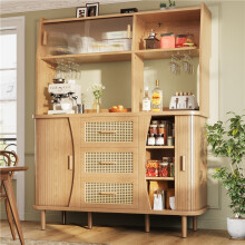 (Wood) 174.5 cm Walnut Sideboard w/ Glass Doors