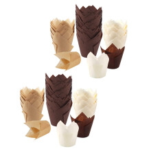 400 StüCk Tulpe Cupcake Back Becher, Muffin Baking Liner Halter, Rustikale Cupcake Wrapper, , Weiß und Naturfarbe